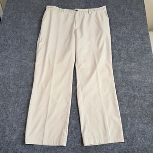 Adidas Pants Mens 40x32 Climalite Golf Tan Khaki Flat Front Straight Leg Trouser